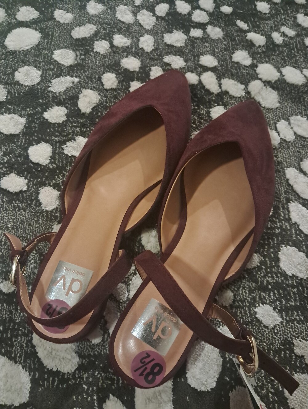 Women's Burgundy Pointed Toe Slingback Flats 8 1/2 New With Tags